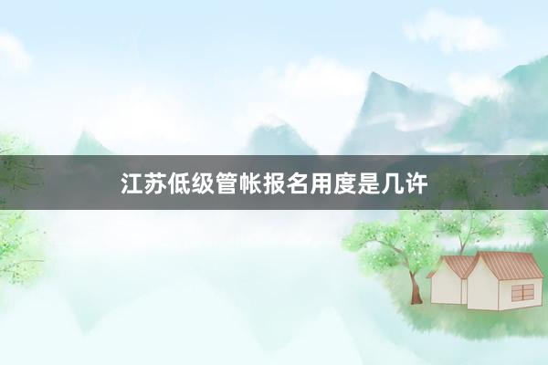 江苏低级管帐报名用度是几许